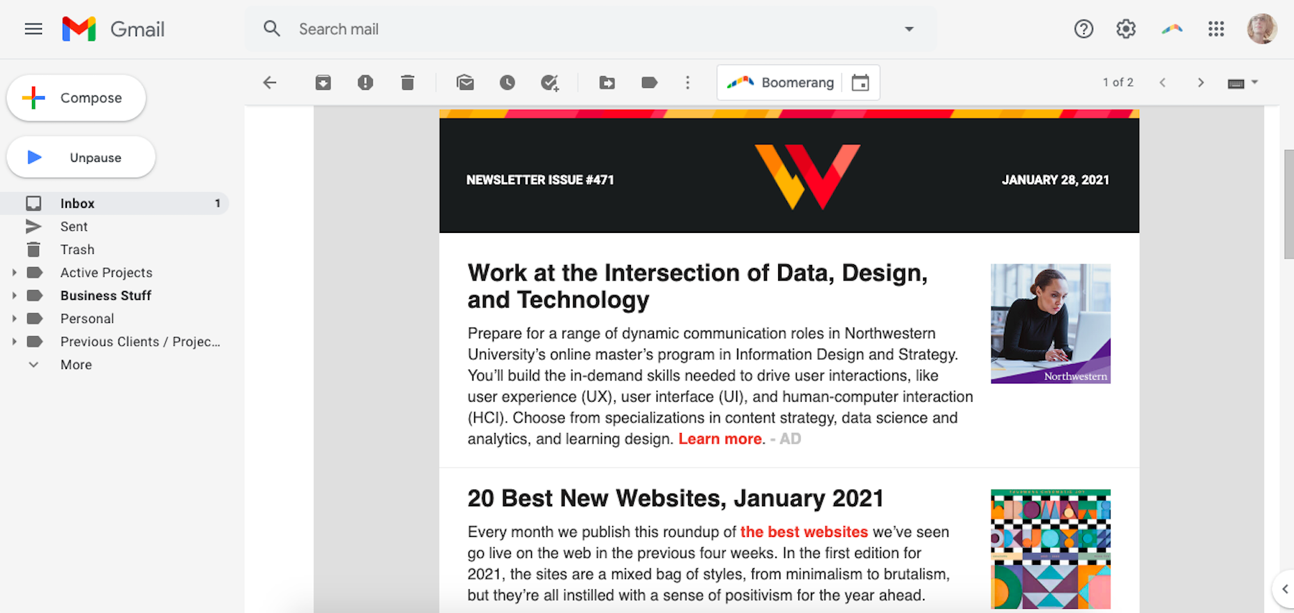 2021 年的 WebDesigner Depot 时事通讯