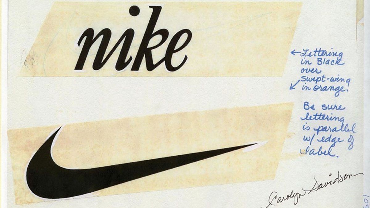 First Nike design drawing with notes and typography.