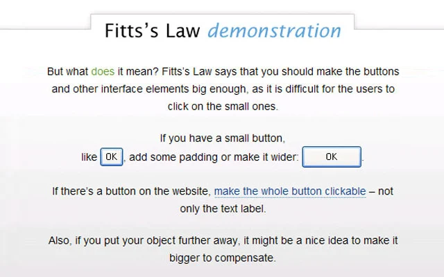 Fitts Law in Web Design